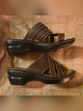 Boc Dark Brown Leather Sandals - 9M